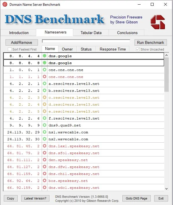 DNS bench marking